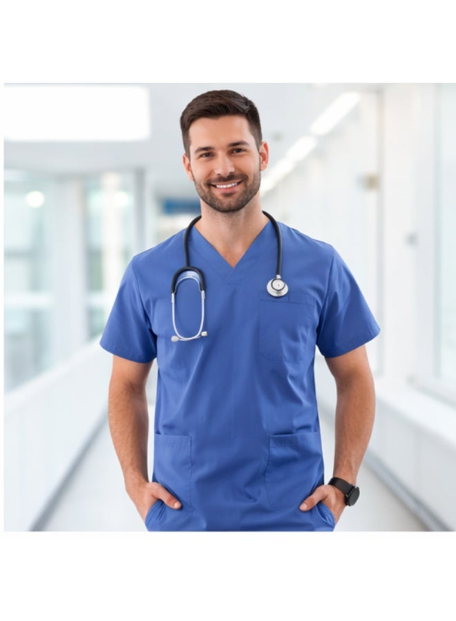 BharatHomes Active Men’s 5-Pocket New Gen Scrubsuite – V-Neck Flexible & Comfortable Medical Uniform Set with Easily Accessible Pockets for Doctors - Image 2